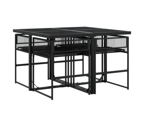 Set de muebles jardín 5 pzas con cojines ratán sintético negro