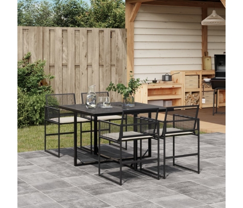 Set de muebles jardín 5 pzas con cojines ratán sintético negro