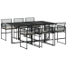 Set de comedor de jardín 7 pzas y cojines ratán sintético negro