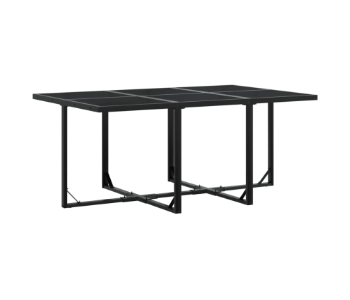 Set de comedor de jardín 7 pzas y cojines ratán sintético negro