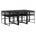 Set de comedor de jardín 7 pzas y cojines ratán sintético negro