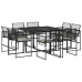 Set de comedor de jardín 9 pzas y cojines ratán sintético negro