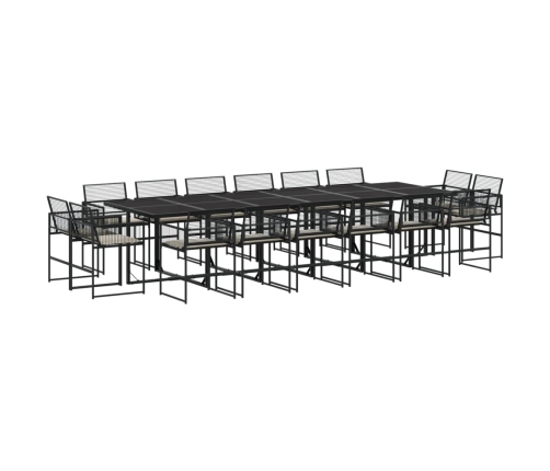 Set de muebles jardín 17 pzas con cojines ratán sintético negro