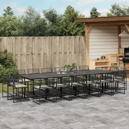 Set de muebles jardín 17 pzas con cojines ratán sintético negro