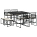 Set de comedor de jardín 9 pzas y cojines ratán sintético negro