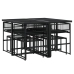 Set de comedor de jardín 9 pzas y cojines ratán sintético negro