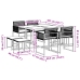 Set de comedor de jardín 9 pzas y cojines ratán sintético negro
