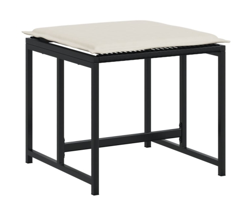 Set comedor de jardín con cojines 13 pzas ratán sintético negro