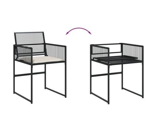 Set comedor de jardín con cojines 13 pzas ratán sintético negro