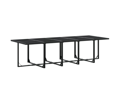 Set comedor de jardín con cojines 15 pzas ratán sintético negro