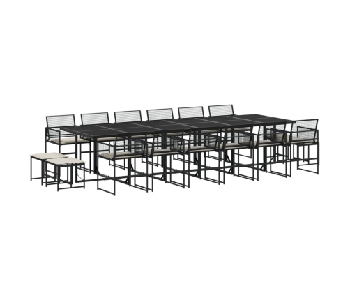 Set de muebles jardín 17 pzas con cojines ratán sintético negro