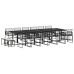 Set de muebles jardín 17 pzas con cojines ratán sintético negro