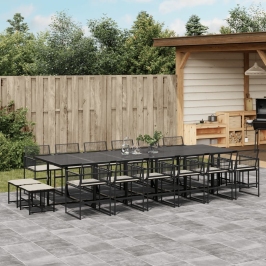 Set de muebles jardín 17 pzas con cojines ratán sintético negro