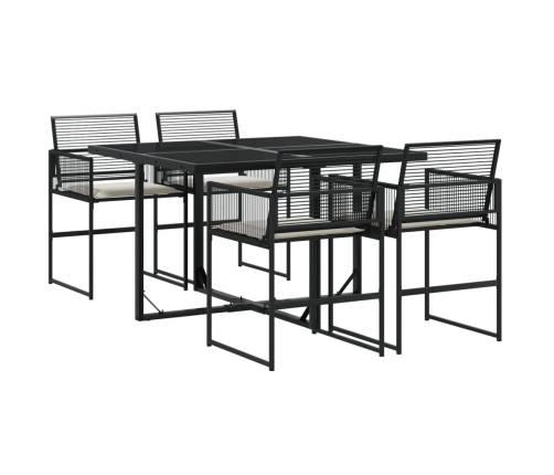Set de muebles jardín 5 pzas con cojines ratán sintético negro
