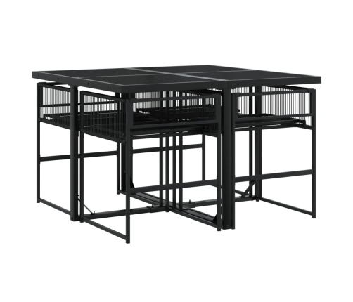 Set de muebles jardín 5 pzas con cojines ratán sintético negro