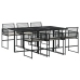 Set de comedor de jardín 7 pzas y cojines ratán sintético negro
