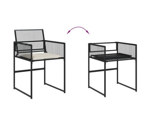 Set de comedor de jardín 7 pzas y cojines ratán sintético negro