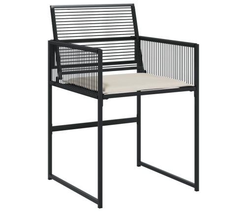 Set de comedor de jardín 7 pzas y cojines ratán sintético negro
