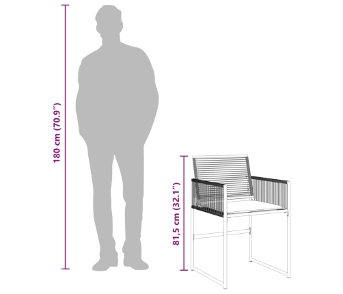 Set de comedor de jardín 7 pzas y cojines ratán sintético negro