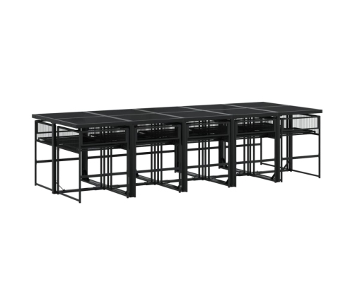 Set de comedor jardín 11 pzas con cojines ratán sintético negro
