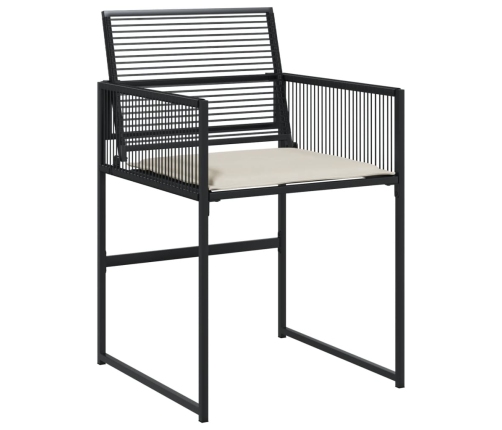 Set de comedor jardín 11 pzas con cojines ratán sintético negro