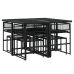 Set de comedor de jardín 9 pzas y cojines ratán sintético negro