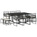 Set de comedor jardín 11 pzas con cojines ratán sintético negro
