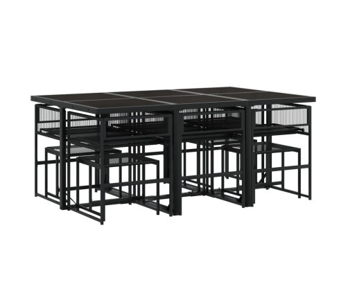 Set de comedor jardín 11 pzas con cojines ratán sintético negro
