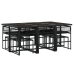 Set de comedor jardín 11 pzas con cojines ratán sintético negro