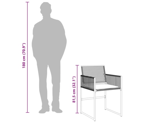 Set de comedor jardín 11 pzas con cojines ratán sintético negro