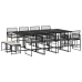 Set comedor de jardín con cojines 13 pzas ratán sintético negro