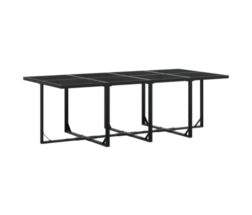 Set comedor de jardín con cojines 13 pzas ratán sintético negro