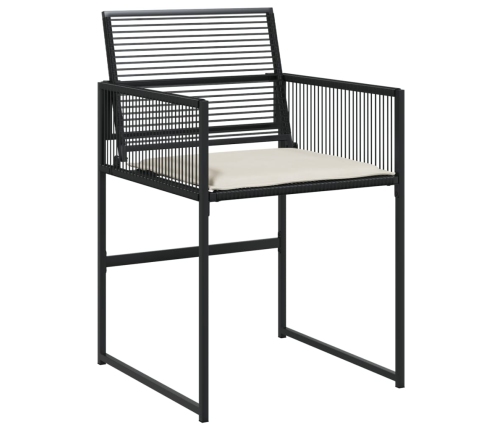 Set comedor de jardín con cojines 13 pzas ratán sintético negro
