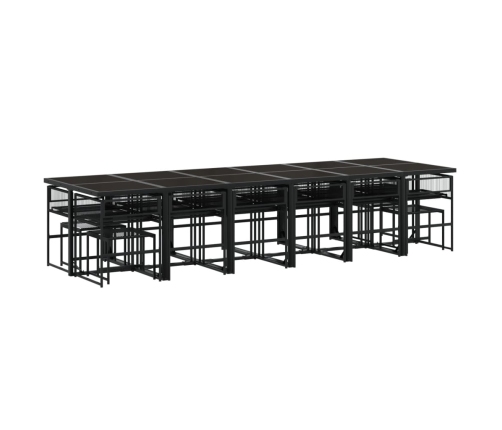 Set de muebles jardín 17 pzas con cojines ratán sintético negro