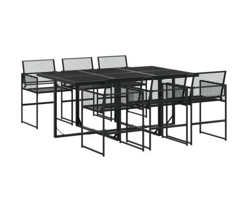 Juego de comedor de jardín 7 piezas ratán sintético negro