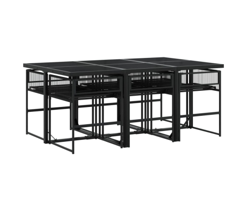 Juego de comedor de jardín 7 piezas ratán sintético negro