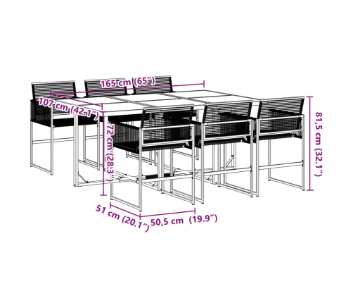 Juego de comedor de jardín 7 piezas ratán sintético negro