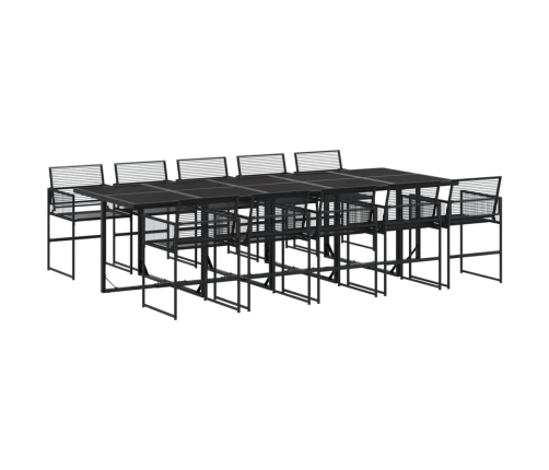 Set de comedor de jardín 11 pzas ratán sintético negro