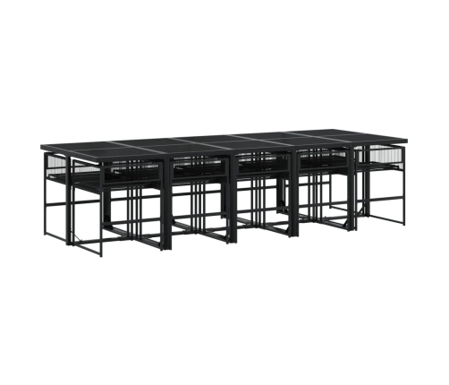 Set de comedor de jardín 11 pzas ratán sintético negro