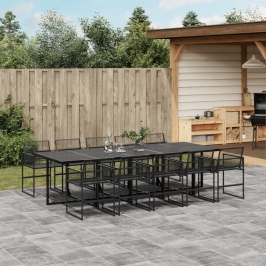 Set de comedor de jardín 11 pzas ratán sintético negro