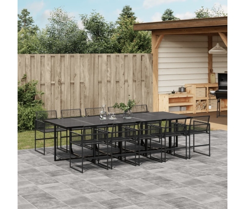 Set de comedor de jardín 11 pzas ratán sintético negro