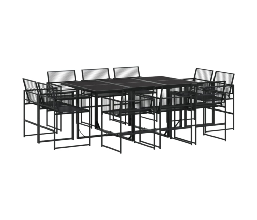 Set de comedor de jardín 11 pzas ratán sintético negro