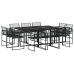 Set de comedor de jardín 11 pzas ratán sintético negro