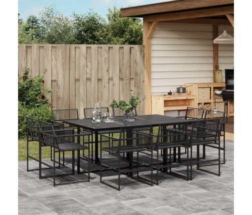 Set de comedor de jardín 11 pzas ratán sintético negro