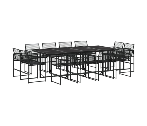Set de comedor de jardín 13 pzas ratán sintético negro