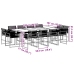 Set de comedor de jardín 13 pzas ratán sintético negro