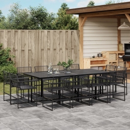 Set de comedor de jardín 13 pzas ratán sintético negro