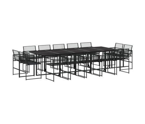 Set de comedor de jardín 15 pzas ratán sintético negro