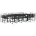 Set de comedor de jardín 15 pzas ratán sintético negro