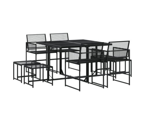 Juego de comedor de jardín 9 piezas ratán sintético negro